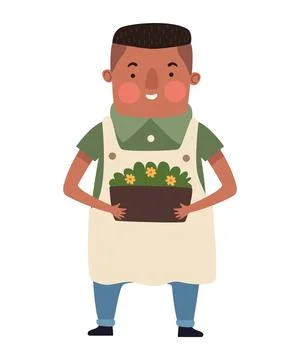 Afro gardener man Stock Illustration