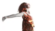 Afro Girl With Arms Raised Double Exposure With Sparkler Stock Footage