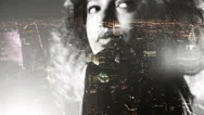 Afro Girl Double Exposed Over New York At Night With City Lights Stock Footage