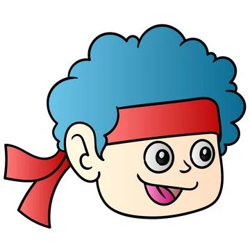 Afro haired man wearing a red hair tie. doodle icon drawing Stock Illustration