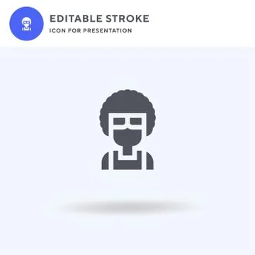 Afro icon vector, filled flat sign, solid pictogram isolated on white, logo i Stock Illustration