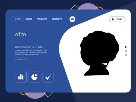 Afro Landing page website template design Free Stock Illustration