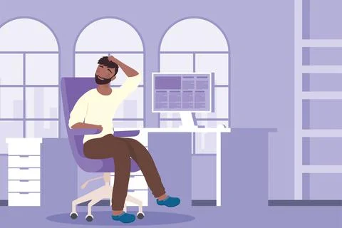 Afro man doing active break Stock Illustration