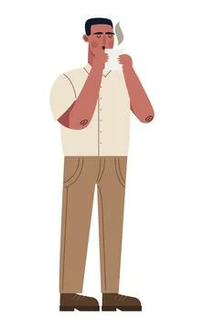 Afro man drinking coffee Stock Illustration