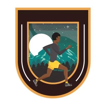 Afro man running at night in the field scene Ilustração Stock