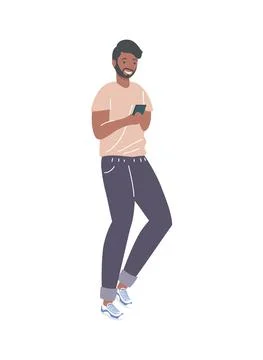 Afro man with smartphone Stock Illustration