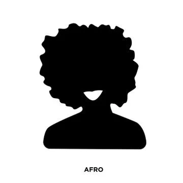 Afro silhouette on white background, potrait in black Illustrazione stock