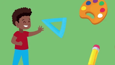 Afro student boy with supplies Stock Footage 214399053