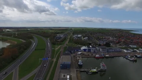 Afsluitdijk, longest dyke Video stock 75640305