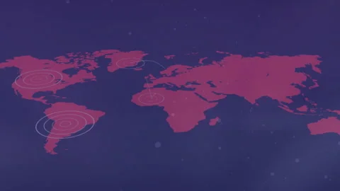 After 1 second markers appearing globally pulsing arcs linking nodes Stock Footage 312482439