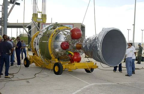 After arrival on Launch Complex 17-B, Cape Canaveral Air Force Station, th... Stock Photos