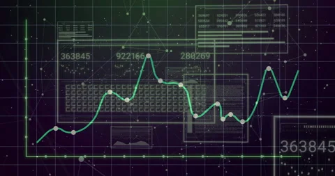 After axes emerge green plot line drawing oscillating arc nodes marking points Vídeos de archivo 314791538