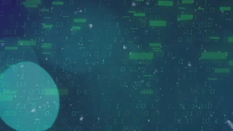 After bokeh circles emerging data stream unfolding sliding bars drifting digits Stock Footage 320127768