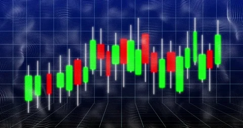 After chart loading, candlestick bars sliding left and new bars rising Stock Footage 329569199