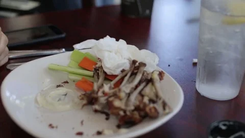 After Dinner Plate Gets Cleared by Waiter Stock Footage 76483953