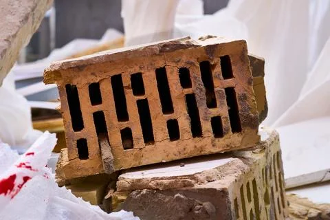 After the disaster.Another brick from the wall Stock Photos