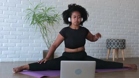 After doing the exercise with outstretched arms to the foot of the leg, the Stock Footage 204888038