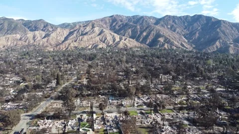 After the Eaton Fire, Altadena, CA, February 2025 25 Stock Footage 332253247