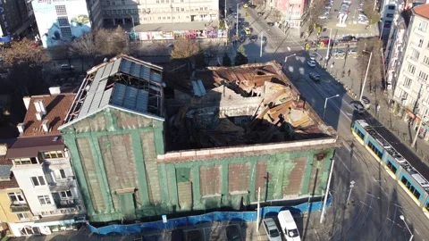After fire in a historic building Stock Footage 165657137