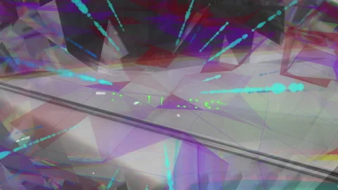 After glitch, node cluster pulsing in scene, cyan-blue streaks revealing neon 스톡 동영상 311475247