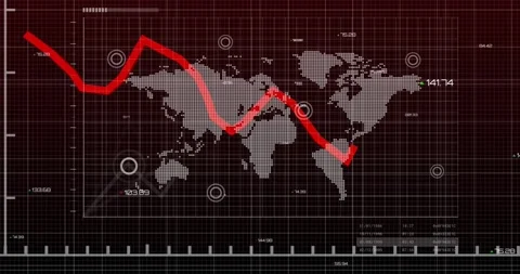 After grid appearing, red-gray lines rising over map, adding nodes, updating Stock Footage 318240638