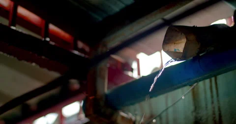 After a heavy rain, water flows from the roof into the pipe.Roof drain pipe. Stock Footage 311596011