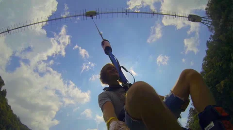 After jumping from a suspension bridge 207 m Stock Footage 42862703
