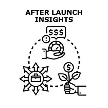 After launch insights for business development strategy Stock Illustration