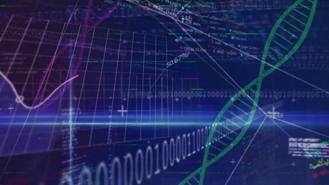 After light beams crossing, white line graph tracing percentage changes on 3D Stock Footage 325706503