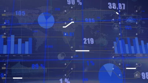 After load driving dashboard updating bars shrinking pies sliding overlay Stock Footage 312230764