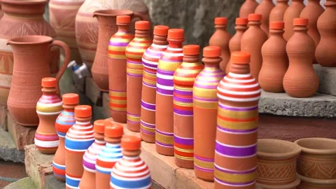After making beautiful things out of clay and even water bottles, they are Stock Footage 246664655