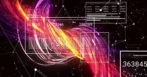 After network appearing, vibrant ribbons weaving through windows boosting values Stock Footage 320068623