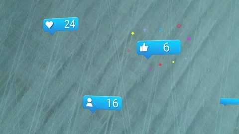 After one-second delay badges sliding and updating with confetti to visualize Stock Footage 319682721