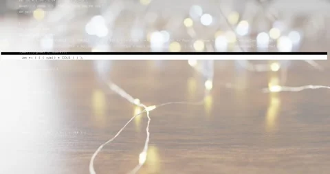 After one-second scan bar fading in descending overlaying code over wood Stock Footage 317747710