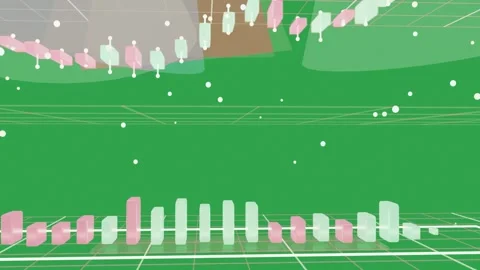 After pan, pastel blocks shifting on grid, rising falling, showing rhythmic Stock Footage 334198824