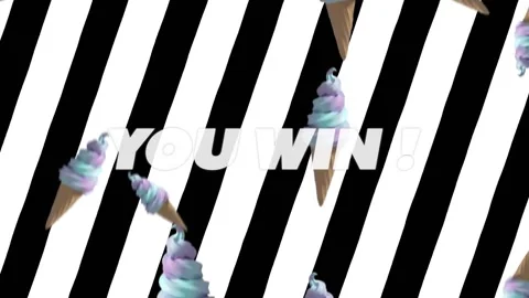 After pause starting white 3D YOU WIN text fading in stripes sliding cones Stock Footage 325964969