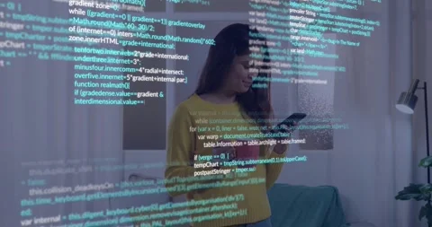 After ping female checking message, scrolling phone and sipping mug, code Stock Footage 332289278