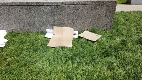 After the protest, it's clean up time. Stock Footage 132298927