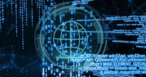 After pulsing twice security text, wireframe globe emerging code streaming 스톡 동영상 320068015