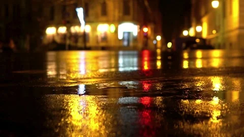 After rain at cityscape at night Stock Footage 281600893