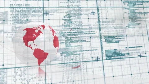 After red orbit arc completing wrap 3D globe rotating and fading as drifting Stock Footage 312845170