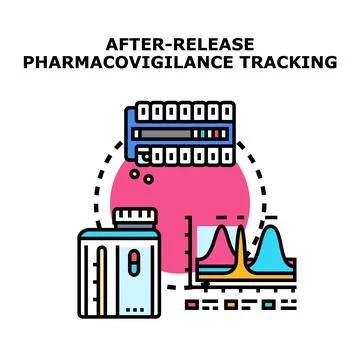 After release pharmacovigilance tracking medication data analysis Stock Illustration