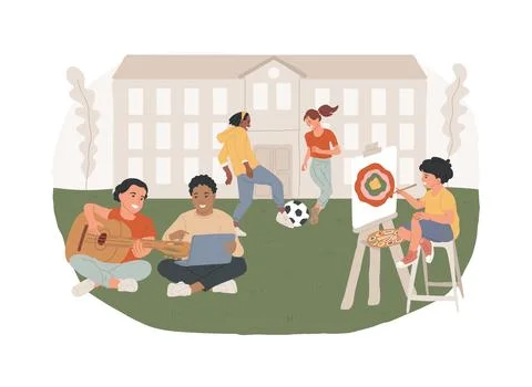 After school activities isolated concept vector illustration. Ilustración de archivo