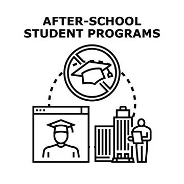 After school student programs offering educational alternatives Stock Illustration