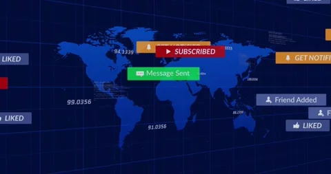After second play icon appearing cursor hovering subscribe alerts filling map Vídeos de archivo 327060899