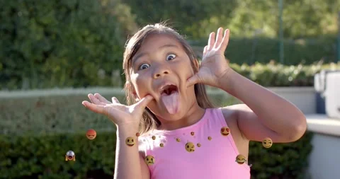 After smile, girl pulling cheeks, sticki... | Stock Video | Pond5