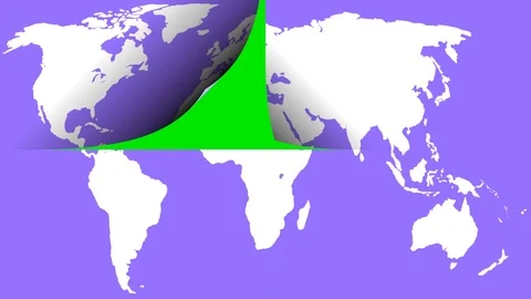 After split of world map,green screen appeared behind. Video stock 88129947