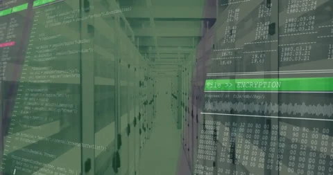 After start server corridor staying still as code rising and encryption Stock Footage 311083578