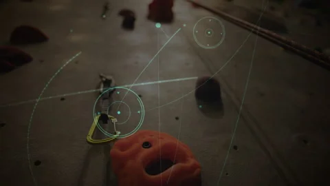 After static frame circles drifting, arcing light sweeping overlaying HUD on Stock Footage 312038399