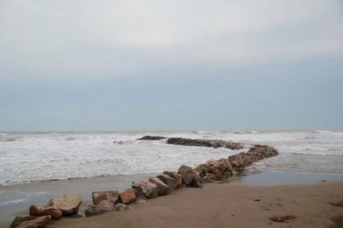 After the storm the calm on the beach Stock Photos